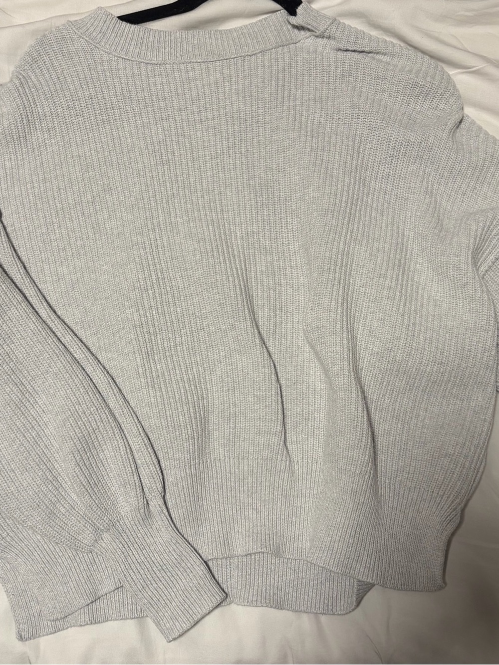 Aerie Light Gray Ribbed Crewneck Sweater